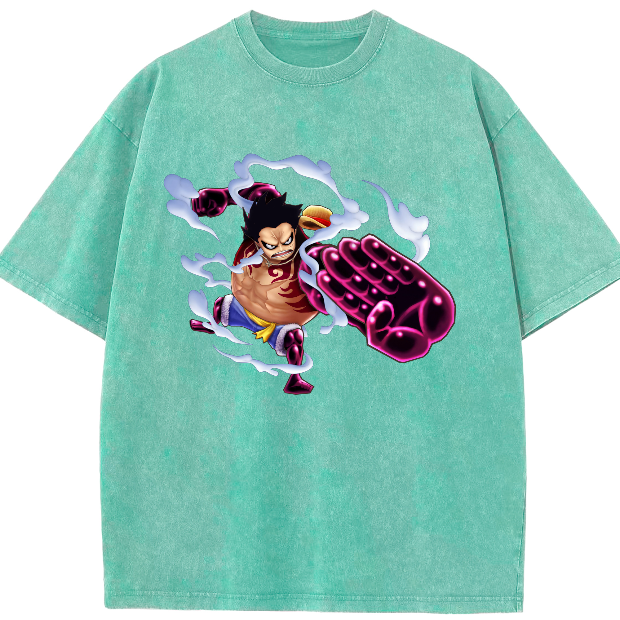ワンピース モンキー・D・ルフィ ONE PIECE Monkey D. Luffy 綿100% ヴィンテージ風 半袖Tシャツ（フロントプリント）